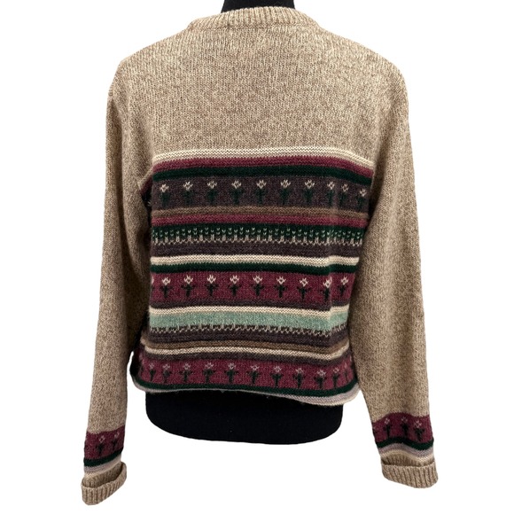 Woolrich Women's Fair Isle Knit Sweater Vtg Multi Color Floral Pattern Crewneck - Picture 6 of 9